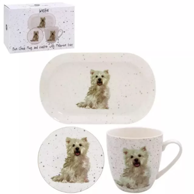 West Highland Terrier Mug Tray & Coaster set by Leonardo Westie Dog lover gift