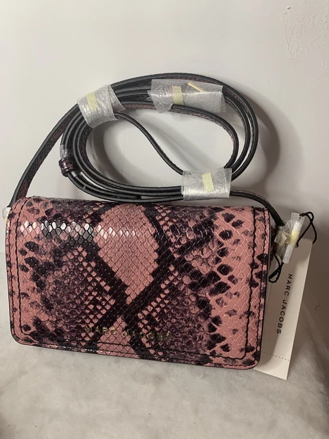 Marc Jacobs Snake Embossed Leather Mini Crossbody Bag in Dusty Rose Multi