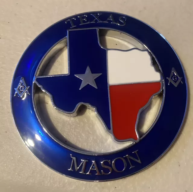 Z-154 TEXAS Masonic Auto Emblem STATE SERIES TX FreeMasonry Car Mason AF&AM