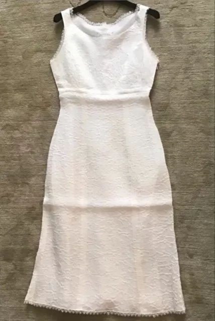 Rochas100% silk cream/white dress with laces size 36 XS Made in France 2