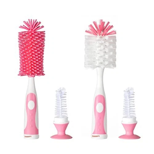 Multifunctional Cleaning Brush - Baby Bottle Brush - Set 3 - Pink - Silicone