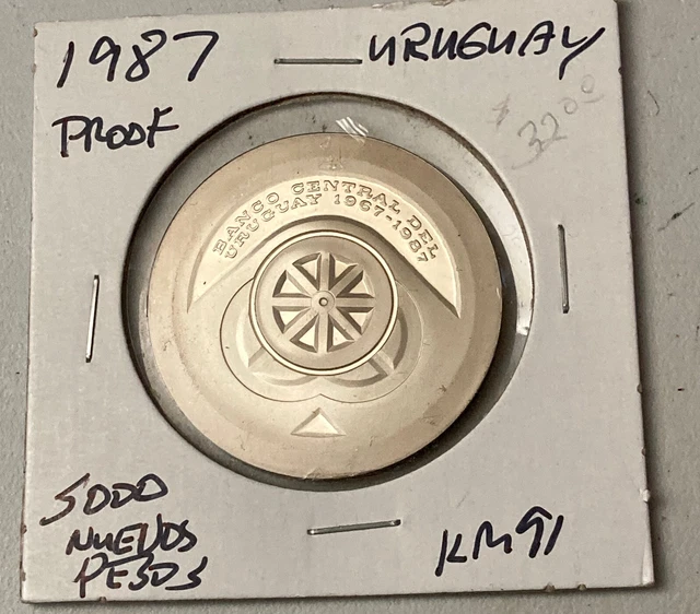 1987 Uruguay Proof 5000 Nuevos Pesos Proof Silver Coin