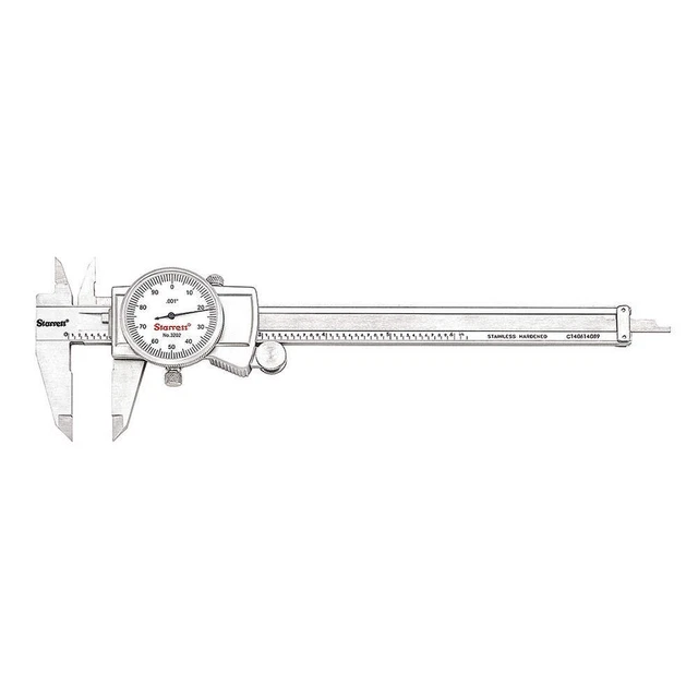 STARRETT 3202-6 Dial Caliper w/Case,6 In,White