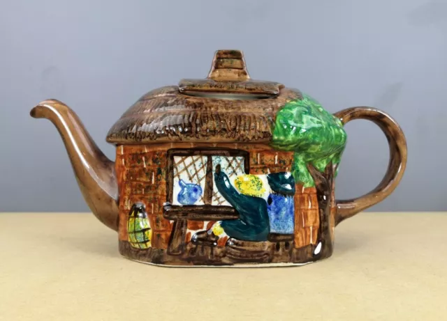 Vintage Tony Wood Staffordshire Decorative Cosy Thatched Cottage Teapot