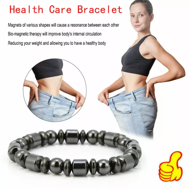 Perte de poids ronde pierre noire bracelet magnétique thérapie hommes femmes