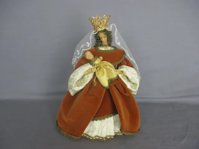 Hand Made Wax Madonna Virgin Mary Our Lady with Infant Jesus Figurine Doll Made