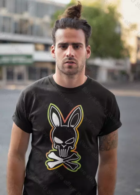 Happy Easter Men's Bone And Rabbit T Shirt Psychedelic Bunny Skull Funny Gift