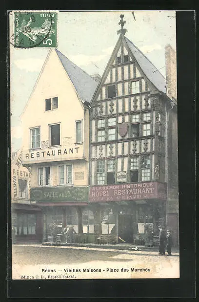 CPA Reims, Vieilles Maisons, Place des Marches 1908