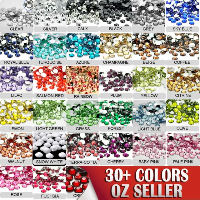 500 Acrylic Crystal Flat Back Rhinestones Non-Hotfix Assorted Nail Art Craft