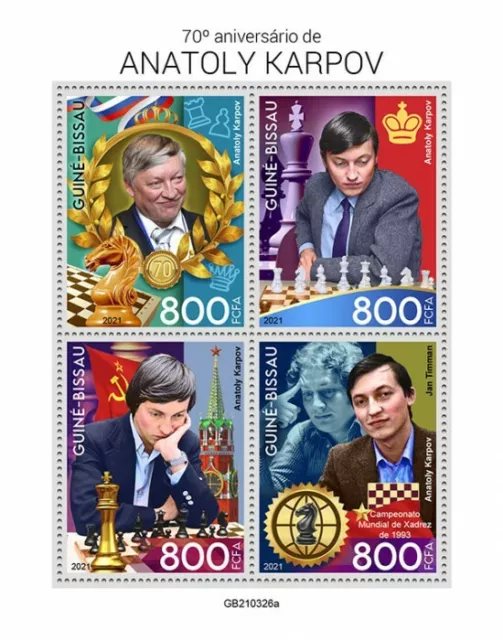 Guinea Bissau - Chess / Karpov / Fischer / Kasparov on stamps - MNH** AM2