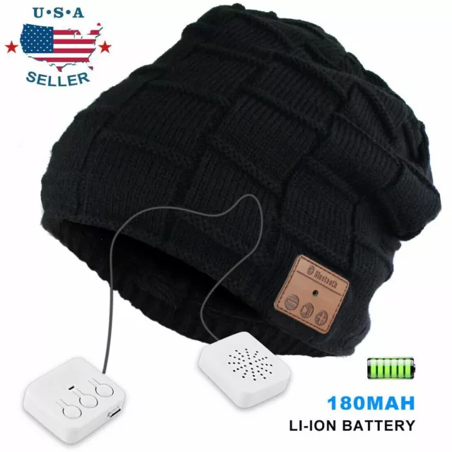 Bluetooth 5.0 Music Warm Beanie Hat Wireless Cap Headset Headphone Speaker Mic