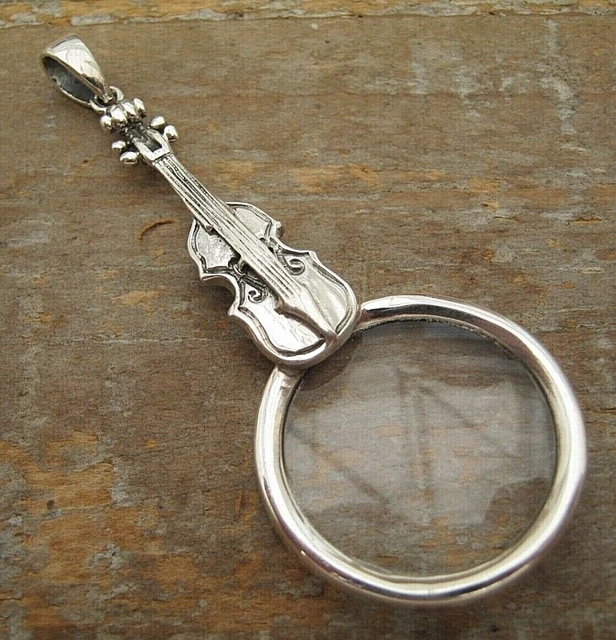 Birmingham Argento Solido Obiettivo Ingrandimento Gioiellieri Lente d'Ingrandimento Vetro Violino Violino Violoncello