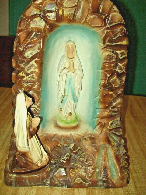 VINTAGE CATHOLIC VIRGIN Mary Chalkware Grotto Statue Altar Our Lady of ...