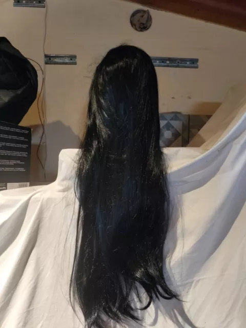 Parrucca Cosplay Capelli Lunghi Nero Acconciabile anime termoresitente