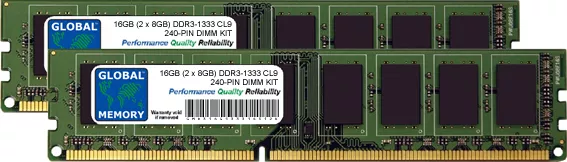 16GB (2x8GB) DDR3 1333/1600/1866MHz 240-PIN Memoria Dimm Kit RAM Per / Pz