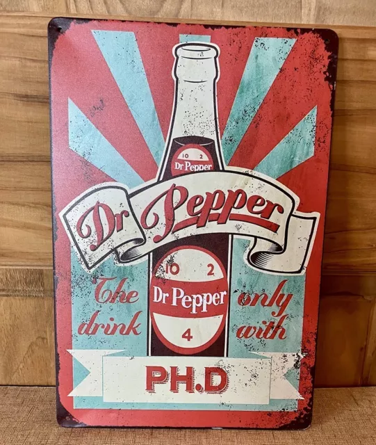 Dr. Pepper Metal Bar Sign Man Cave Vintage Style Collectible New