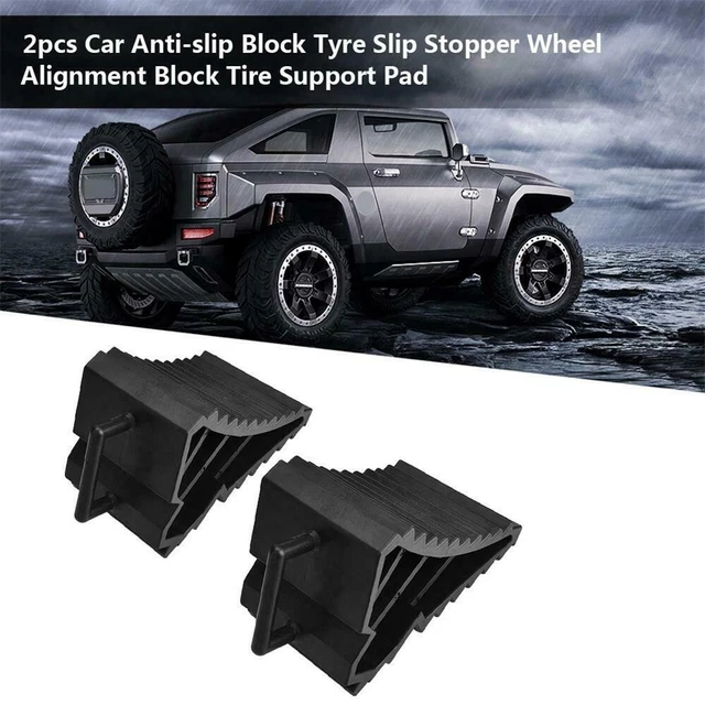 2*Car Anti-slip Block Tyre-Slip Stopper-Wheel Alignment Block Tire Support Pad