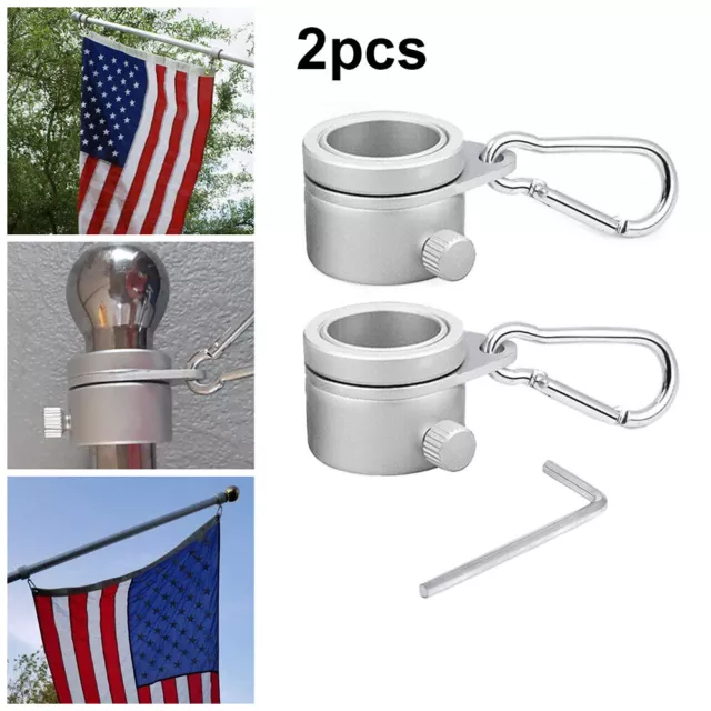 2X Flag Pole Rings Aluminum Alloy Flagpole Mounting Rings 360° Rotating Clip