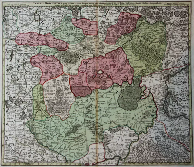 Russland Imperii Moscovitici Ukraine Altkolorierte Kupferkarte Seutter 1740