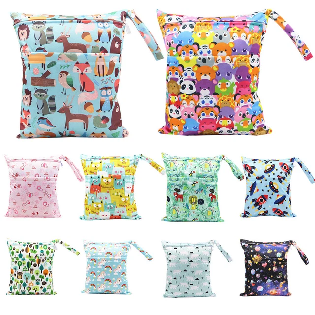 Large Double Zip Waterproof Baby Wet Bag Nappy Bag For Cloth Nappies 30cm x 36cm