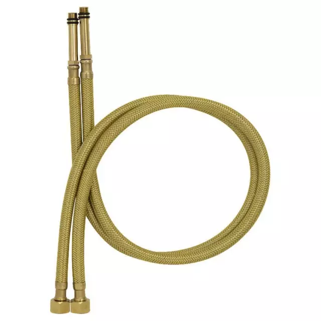 2x 40-80cm M10 x G3/8 Un Paio Oro Nylon Intrecciato Tubo Flessibile Rubinetto