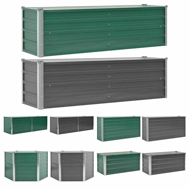 Metall Hochbeet Gartenbeet Pflanzbeet Blumenbeet Garten Beet Grau Grün Anthrazit