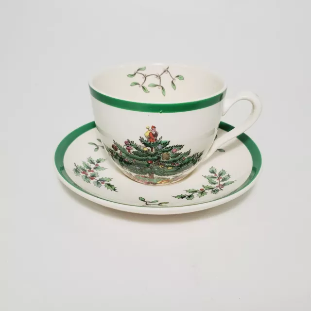 Spode Christmas Tree Cup and Saucer Set Coffee Tea England EUC #3324