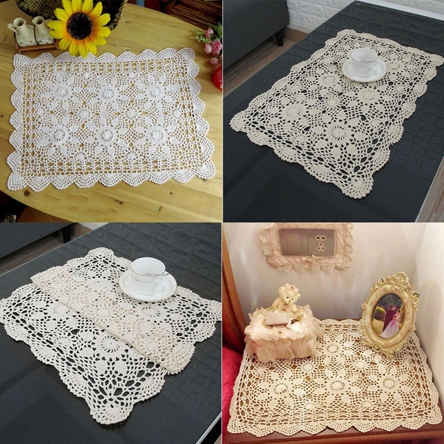 Crochet Tablecloth Table Cloth Small Handicraft Decor Rectangle Cotton