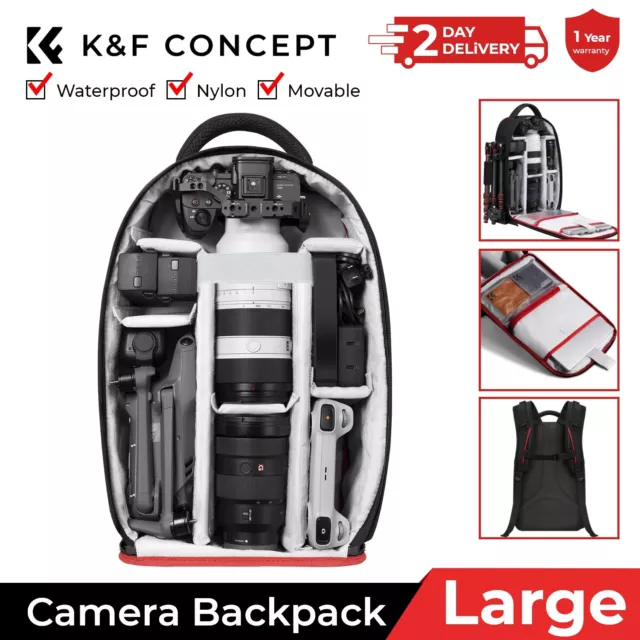 K&F Concept Multifunctional Camera Backpack Large Bag Waterproof for Photography