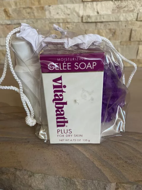 Vitabath Plus Bath Shower Gelee, Scrunchie Gelee Soap Dry Skin Gift Set NIB