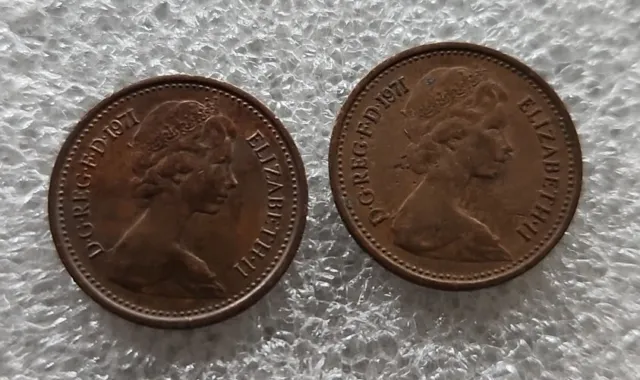 1971 -  UK Decimal PROOF  1/2p Half Penny Coins ×2