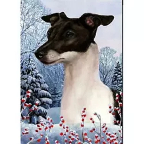 Winter Garden Flag - Black and White Italian Greyhound 154301