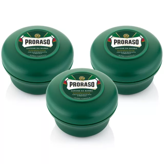 Proraso Sapone da Barba in Ciotola Rinfrescante, 3 x 150ml, Sapone barba per la