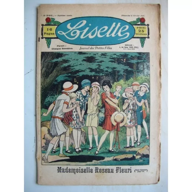 LISETTE N°291 (6 février 1927) Mademoiselle Roseau Fleuri (Louis Maîtrejean) ...