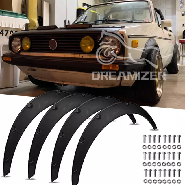 4x Flexible Fender Flares Wide Wheel Arches Mudguards For VW Golf MK1 MK2 Rabbit