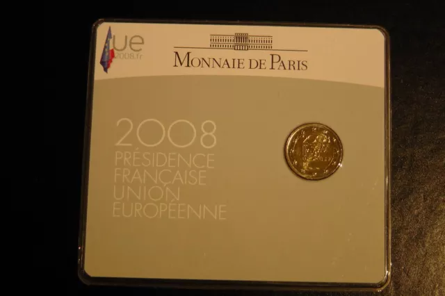 Coincard mit 2 Euro Gedenkmünze Frankreich 2008 BU EU Ratspr.   /  im Blister