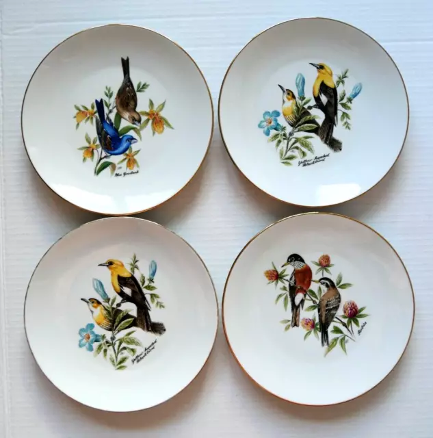 Vintage Bareuther Waldsassen Bavaria Germany - Set Of 4 Bird 8" Plates