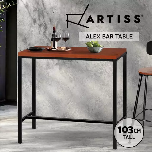 Artiss Bar Table Vintage Industrial High Solid Wood Kitchen Cafe Office Desk
