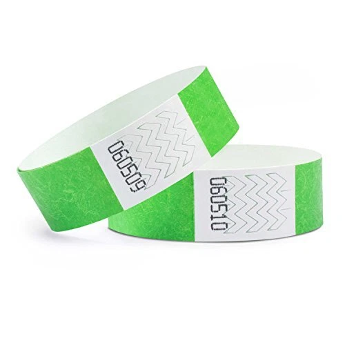 linie zwo ® Lot de 100 bracelets d'identification Tyvek ® 19 mm Vert néon