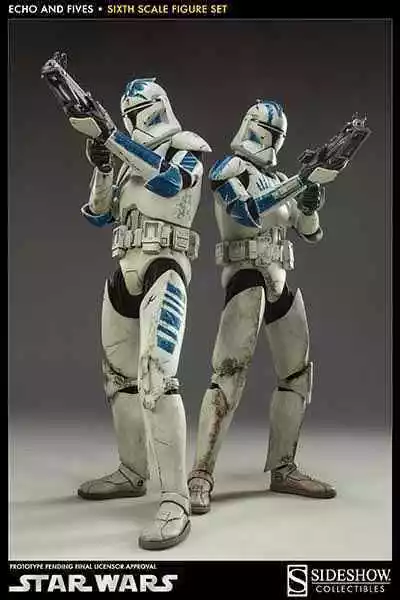 Sideshow Star Wars Clone Troopers Echo And Fives 1/6 Scale 12" Figure 100201 New 2