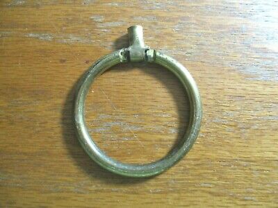 Ring Handle For 1940s Drop Pull Repair Dark Aged Brass 2-1/8" OD Round Vtg MCM