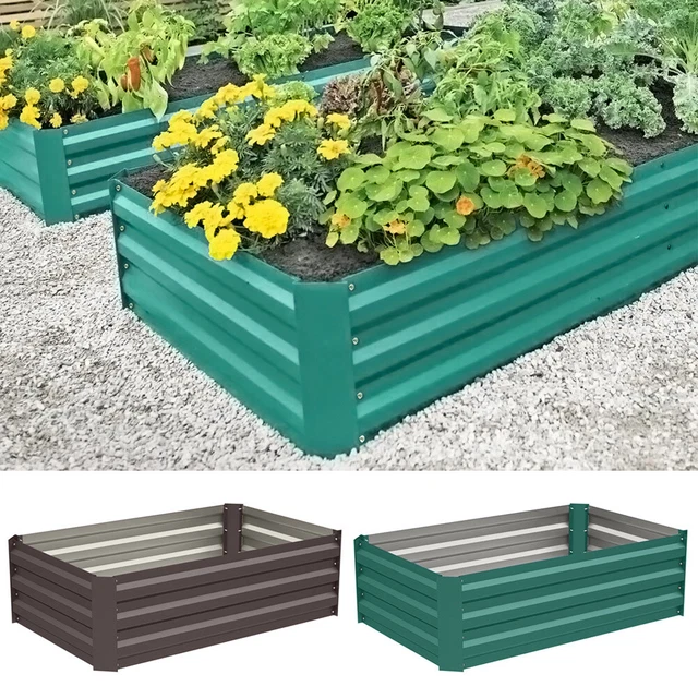 RAISED GARDEN BED Galvanized Steel Planter Boxes for Flower Herbs