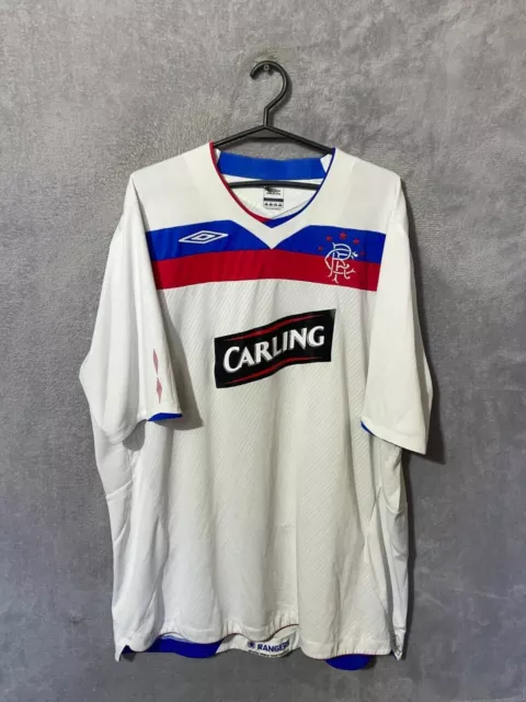 Camiseta deportiva de fútbol Rangers Away 2008 - 2009 blanca de poliéster umbro talla 3XL