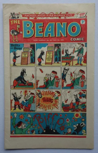 Beano comic #381 - Nov 5 1949 Fireworks issue with fabulous cover V. bright FN-