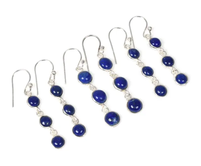 Wholesale 3pr 925 Solid Sterling Silver Blue Lapis Lazuli Hook Earring l477