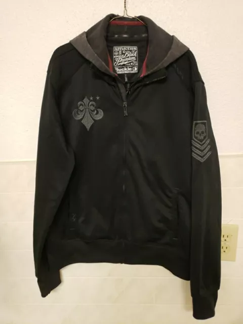 AFFLICTION HOODIE JACKET Full Zip Up Mens Size XL Y2k Phoenix Eagle ...