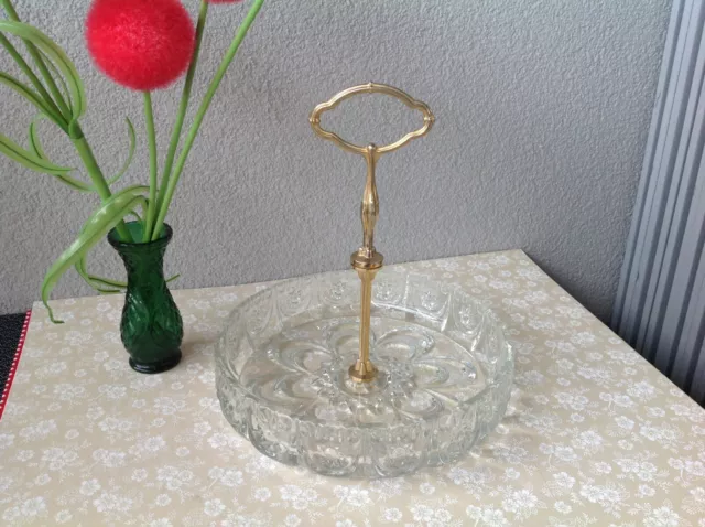 Présentoir, serviteur en cristal, coupe de fruits anse doré, décor de mariage, p