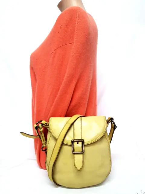 Fossil Vintage Revival Small Flap Lemon Yellow Leather Crossbody Bag Zb5400
