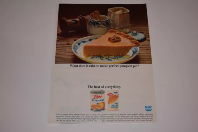 Vintage 1965 Libby's - Betty Crocker Pumpkin Pie Print Ad.