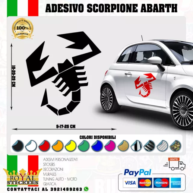 ADESIVO LOGO ABARTH SCORPIONE fiat grande punto 500 stickers fiancata corsa  EUR 6,90 - PicClick IT